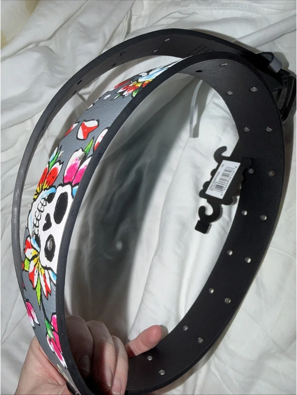 NWT Y2K  Gray/black Skulls True Love Ed Hardy belt 36